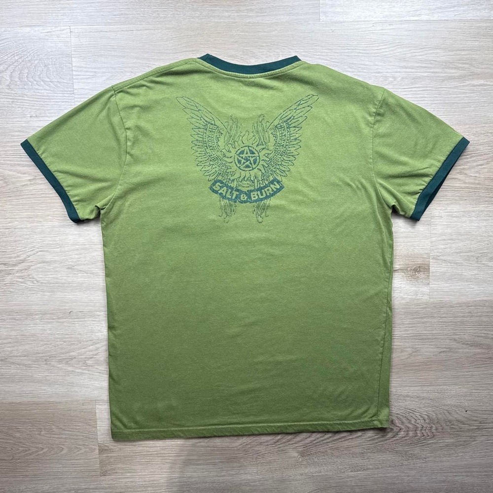 Official Supernatural Join the Hunt Salt & Burn Ringer Pocket Tee XL